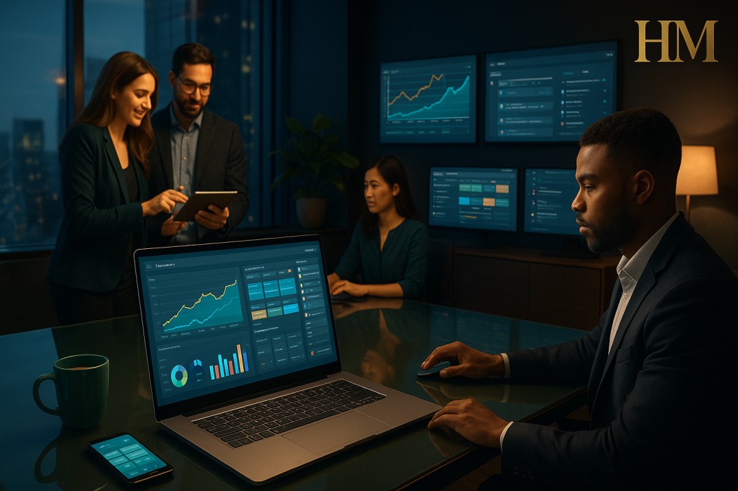 Adiltqork dashboard interface showing project management tools, analytics and team collaboration features on Headlineman.co.uk