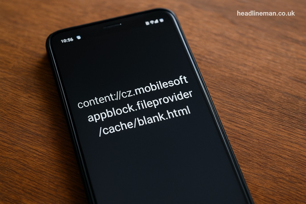 Android AppBlock cached placeholder HTML file accessed via content://cz.mobilesoft.appblock.fileprovider/cache/blank.html for secure content blocking