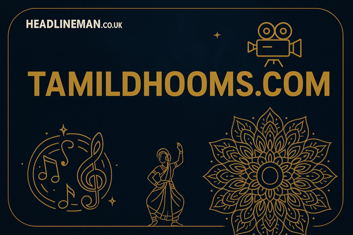 Tamildhooms.com showcasing latest Tamil movies, music, and cultural updates for global audiences