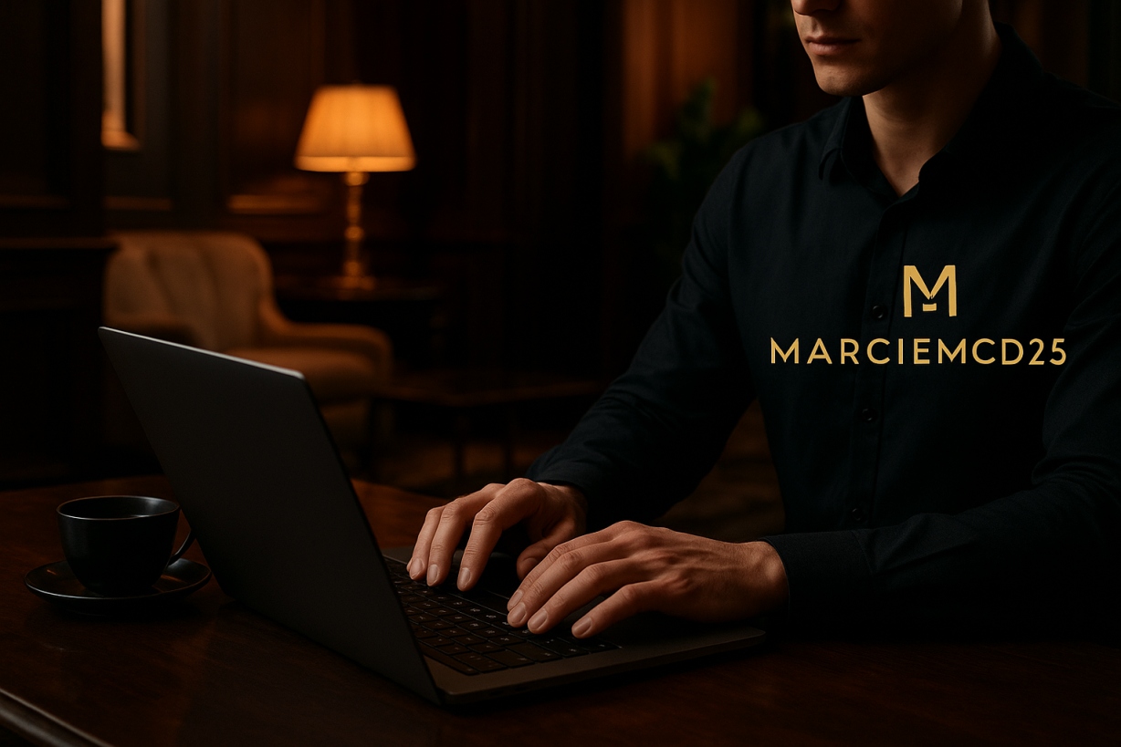 Abstract digital artwork featuring a hidden online persona, symbolizing the secretive and evolving identity of the handle marciemcd25.