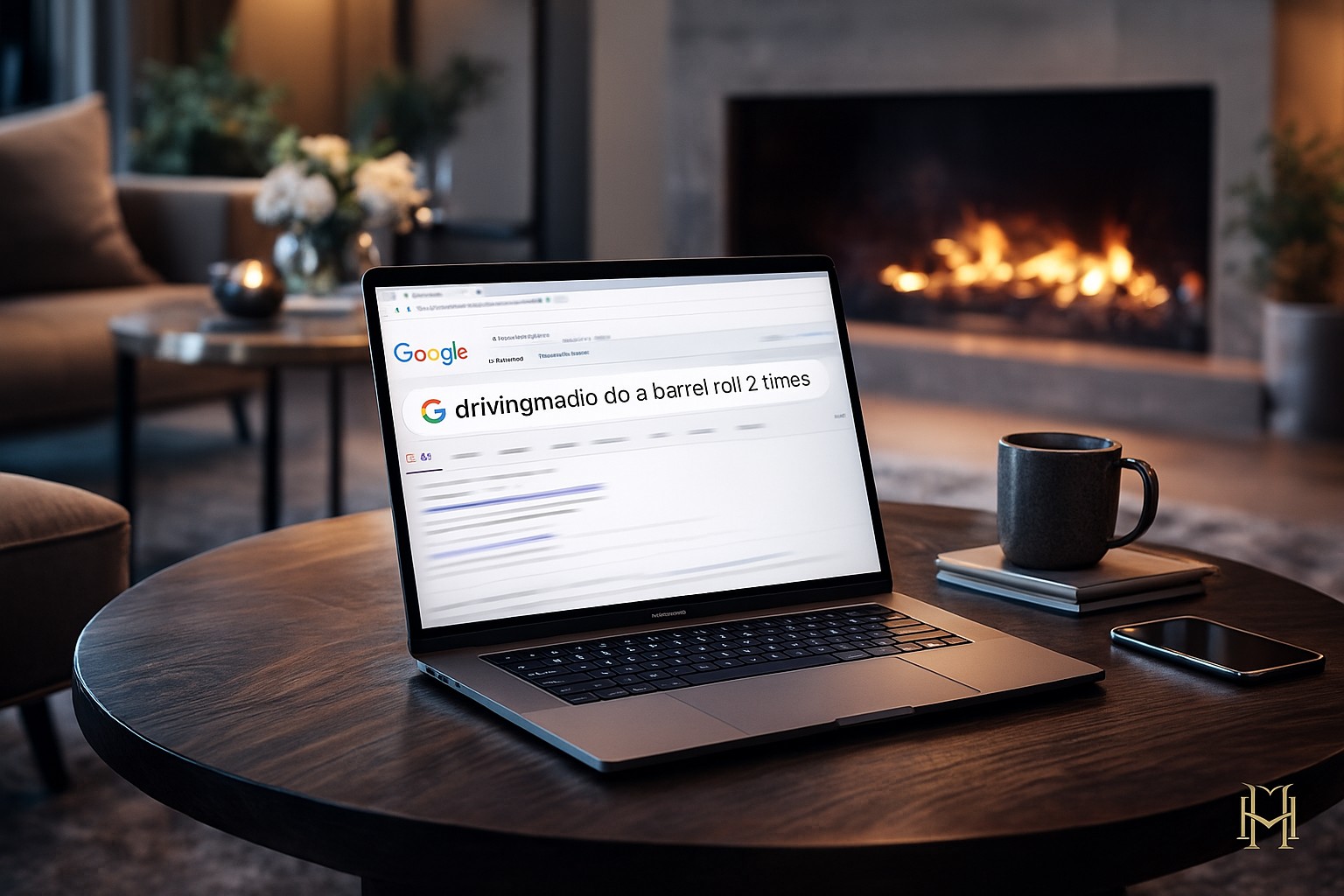 Playful Google animation showing Drivingmadio do a barrel roll 2 times | Headlineman.co.uk